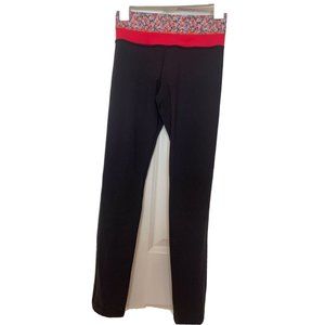 Lululemon Reversible Straight Legs Pants Black Pink Waistband Yoga Size 2